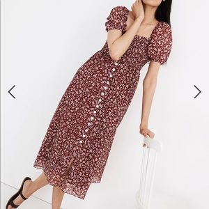 Madewell Lucie Smocked Button Front Midi Dress